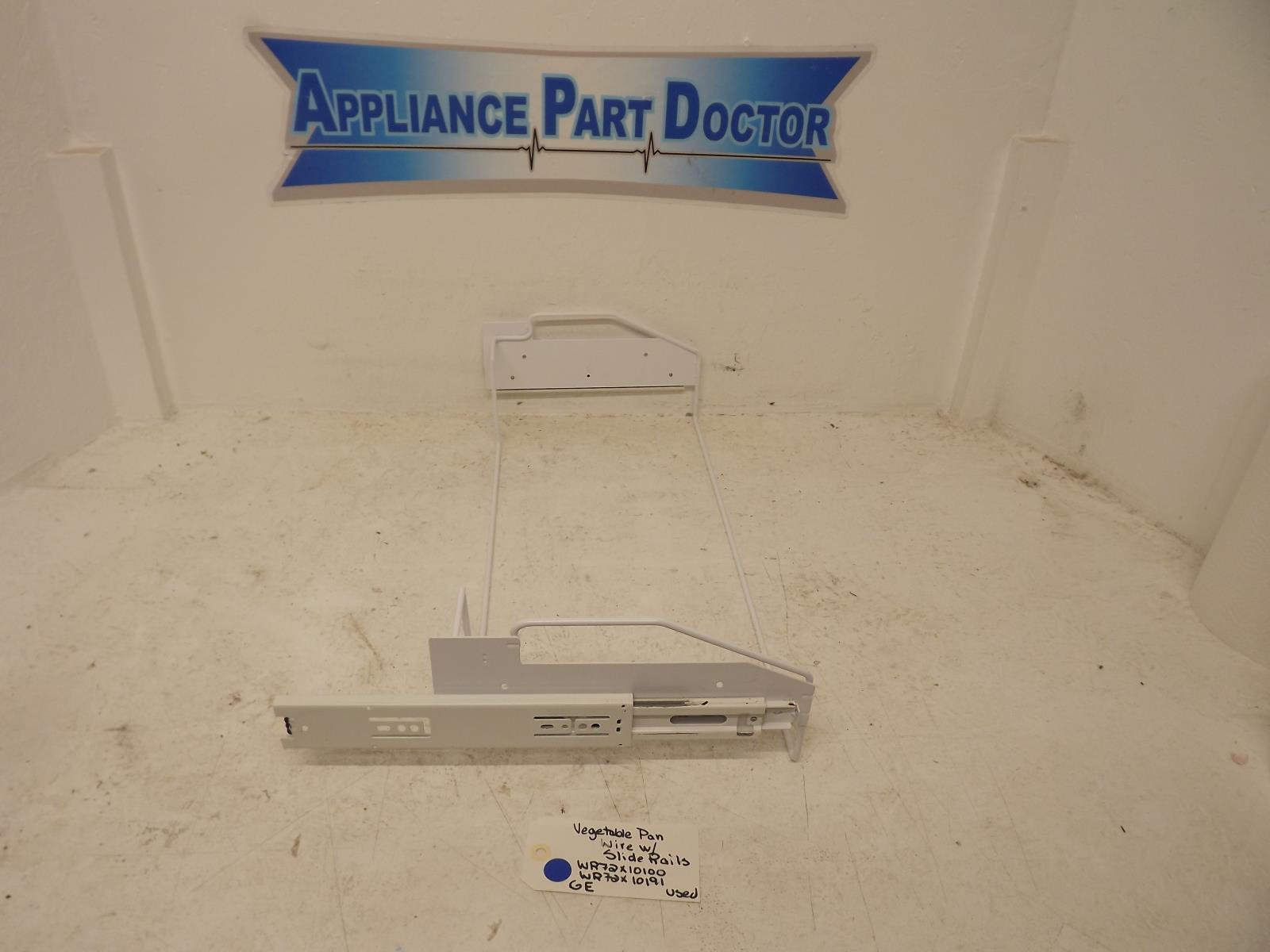 GE Refrigerator WR72X10100 WR72X10191 Vegetable Pan Wire w/Slide Rails Used GE Refrigerator WR72X10100 WR72X10191 Vegetable Pan Wire w/Slide Rails Used